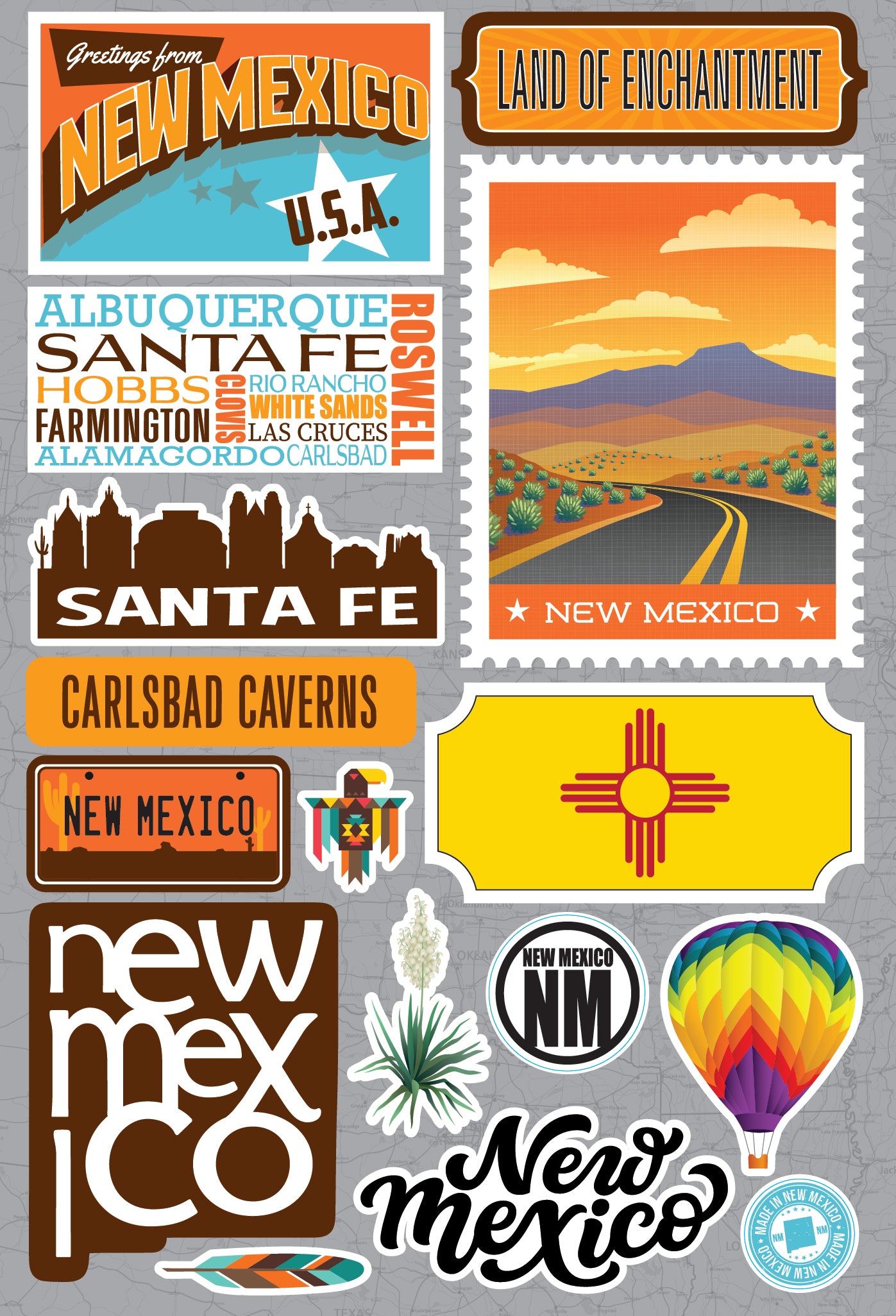 Reminisce Jet Setters 3.0 State Dimensional Stickers New Mexico